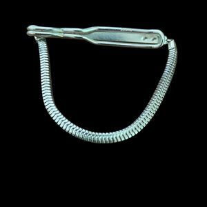 Vintage Swank Tie Bar and Chain Silver Tone MCM Mad Men Signed